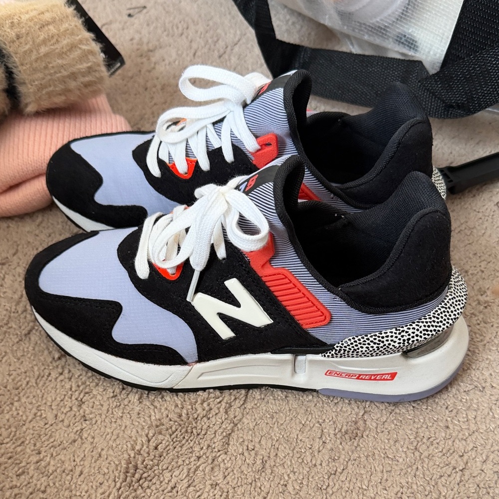 New Balance Black, White, and Red Sneakers